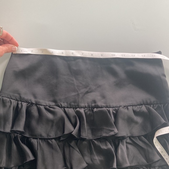 Silky Black Ruffled Mini Skirt Size S EUC - Picture 3 of 6